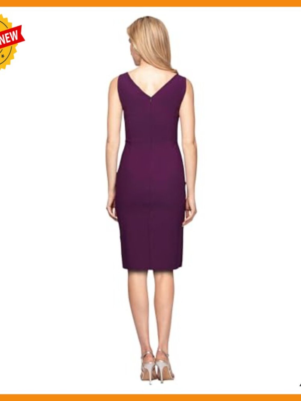 Slimming Ruched Party Dress with Ruffle Skirt Surplice Neckline - Picture 2 of 5